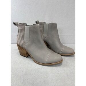 NWT TOMs Women's Everly Chelsea Booties‎ Size 8 Cement Leather Heel OrthoLite